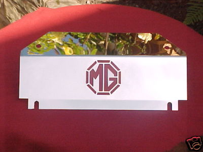 MG MIDGET 1275 RADIATOR TOP SHROUD COVER MIRROR STAINLESS STEEL RADIATOR TOP SHROUD COVER with MG MOTIF